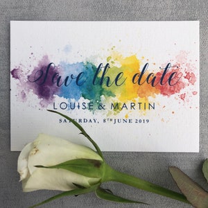 Rainbow Wedding Invitation Luxury flat Wedding Stationery, Colourful invitation 5x7 Flat Design, Vibrant, Multicoloured Opalite Suite image 8