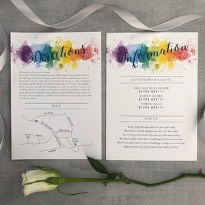 Rainbow Wedding Invitation Luxury flat Wedding Stationery, Colourful invitation 5x7 Flat Design, Vibrant, Multicoloured Opalite Suite image 6