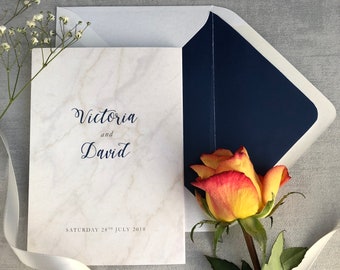 Marble Folding Wedding Invitations - Luxury, Elegant folding Wedding Stationery, Timeless, classical marble effect,  A6 Folding Concertina