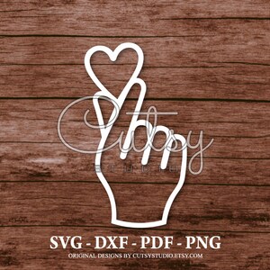 SVG Koreaanse vinger hart liefde teken silhouet snijden bestanden ontwerpen, illustraties, papier, ambacht, laser, Cricut, scan en knippen, cameo en afdrukbaar