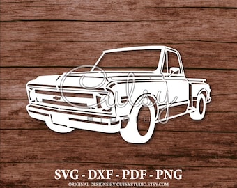 Silhouette de camionnette CHEVY STEPSIDE SVG, fichiers de coupe, clipart, papier, créations artisanales, laser, Cricut, Scan n Cut, camée et imprimable