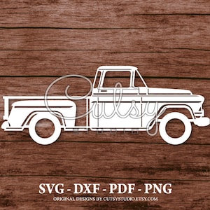 SVG Vintage GMC-100 1955 Pickup Truck Silhouette Cut Files Designs, Clip Art, Paper, Craft, Laser, Cricut, Scan n Cut, Cameo and Printable