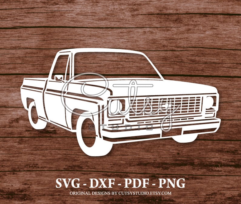 SVG Chevy C10 1975 Pickup Truck Silhouette Cut Files Designs, Clip Art ...