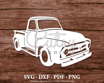 SVG Classic Ford F100 Pickup Truck View Silhouette Cut Files Designs, Clip Art, Paper, Craft, Laser, Cricut, Scan n Cut, Cameo and Printable