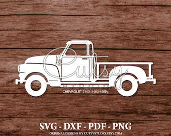 SVG Chevy 3100 Pickup Truck Side View Silhouette Cut Files Designs, Clip Art, Paper, Craft, Laser, Cricut, Scan n Cut, Cameo and Printable