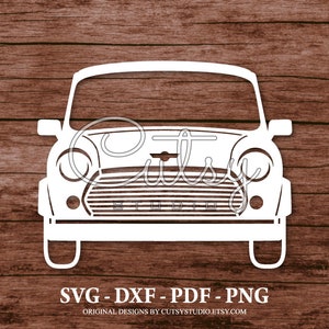 SVG Classic Mini Copper Front View Silhouette Cut Files Diseños, Clip Art, Papel, Artesanía, Láser, Cricut, Scan n Cut, Cameo e Imprimible
