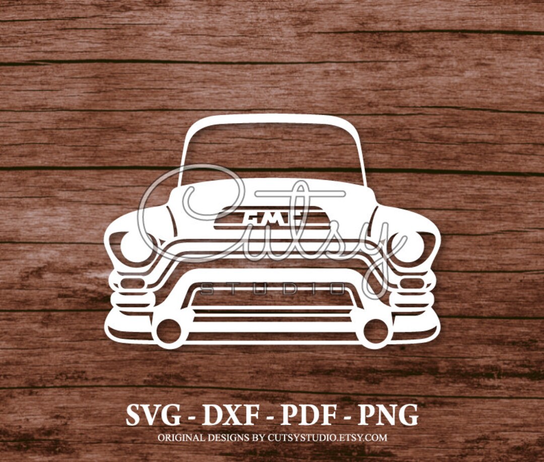 SVG GMC 100 1955 Grill Pickup Truck Silhouette Cut Files Designs, Clip