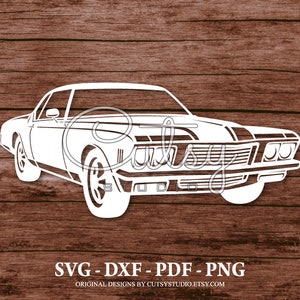 SVG Buick Riviera 1971 Silhouette Cut Files Designs, Clip Art, Paper, Craft, Laser, Cricut, Scan n Cut, Cameo and Printable