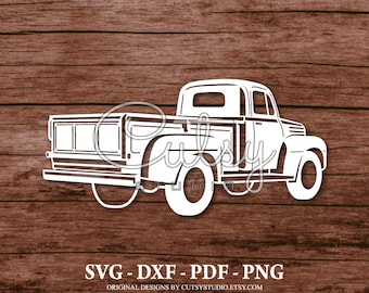 Silhouette de vue latérale de camionnette Ford F1 SVG, fichiers de coupe, clipart, papier, créations artisanales, laser, Cricut, Scan n Cut, camée et imprimable