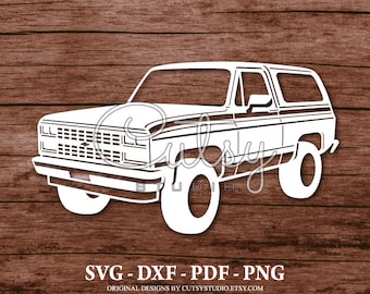 SVG Chevrolet Blazer K5 (1990) Silhouette fichiers coupés dessins, clipart, papier, créations artisanales, laser, Cricut, Scan n Cut, camée et imprimable