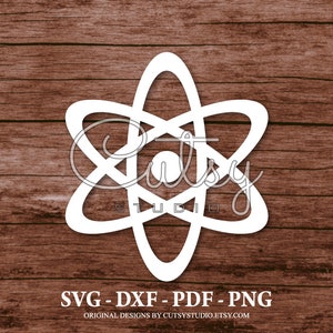 SVG Atom Symbol Silhouette Cut Files Designs, Clip Art, Papier, Handwerk, Laser, Cricut, Scan n Cut, Cameo und Printable