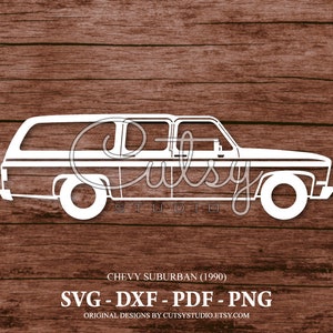 SVG Old Chevy Suburban Silhouette Cut Files Designs, Clip Art, Paper, Craft, Laser, Cricut, Scan n Cut, Cameo and Printable