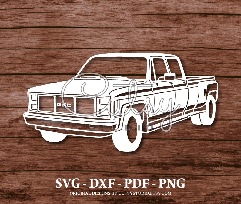 SVG GMC Sierra Dual Cabin Pickup Truck Silhouette Cut Files Designs, Clip Art, Paper, Craft, Laser, Cricut, Scan n Cut, Cameo and Printable