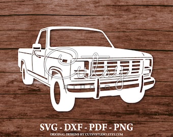 SVG Ford F150 Pickup Truck 1980 Silhouette Cut Files Designs, Clip Art, Paper, Craft, Laser, Cricut, Scan n Cut, Cameo and Printable