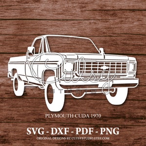 SVG Chevy K20 Pickup Truck (1976) Silhouette Cut Files Designs, Clip Art, Paper, Craft, Laser, Cricut, Scan n Cut, Cameo and Printable