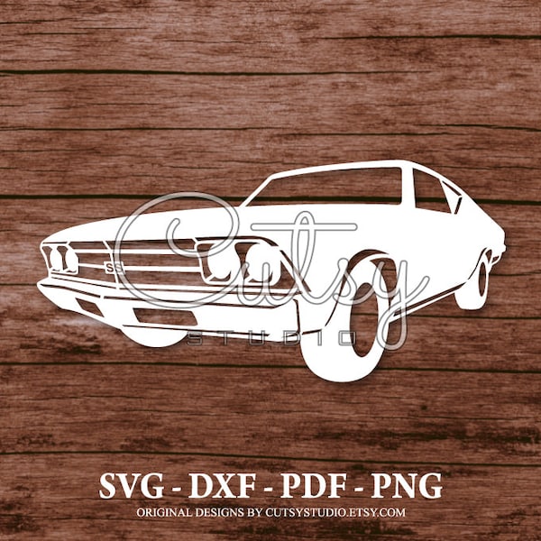 SVG Chevelle SS Muscle Car Silhouette Cut Files Designs, Clip Art, Paper, Craft, Laser, Cricut, Scan n Cut, Cameo and Printable