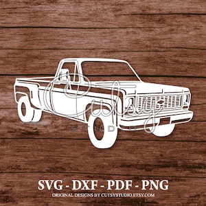 SVG Chevy 1979 C30 enkele cabine silhouet snijden bestanden ontwerpen, illustraties, papier, ambacht, laser, Cricut, scan en knippen, cameo en afdrukbaar