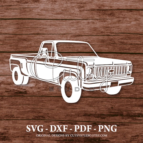 SVG Chevy 1979 C30 Single Cab Silhouette Cut Files Designs, Clip Art, Paper, Craft, Laser, Cricut, Scan n Cut, Cameo and Printable