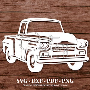SVG Chevy Apache 1958-1959 Pickup Truck Silhouette Cut Files Designs, Clip Art, Paper, Craft, Laser, Cricut, Scan n Cut, Cameo and Printable