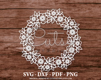 SVG Flower Circle Silhouette Cut Files Designs, Clip Art, Paper, Craft, Laser, Cricut, Scan n Cut, Cameo and Printable