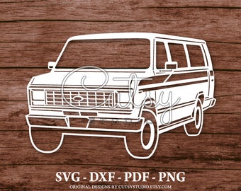 SVG FORD Club Wagon Old Van Silhouette Cut Files Designs, Clip Art, Paper, Craft, Laser, Cricut, Scan n Cut, Cameo and Printable