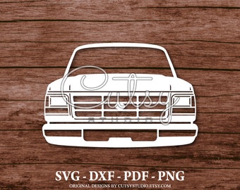 Silhouette de camionnette FORD F 150 (années 90) SVG, fichiers de coupe, clipart, papier, créations artisanales, laser, Cricut, Scan n Cut, camée et imprimable