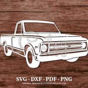 SVG Chevy C10 1968 Pickup Truck Silhouette Cut Files Designs, Clip Art, Paper, Craft, Laser, Cricut, Scan n Cut, Cameo and Printable