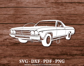 Silhouette Chevrolet Elcamino 1969 SVG, fichiers de coupe, clipart, papier, création d'artisanat, laser, Cricut, Scan n Cut, camée et imprimable