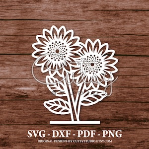 SVG Sunflower Silhouette Cut Files Designs, Clip Art, Paper, Craft, Laser, Cricut, Scan n Cut, Cameo and Printable