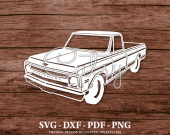 SVG Chevrolet C10 1970 Silhouette Cut Files Designs, Clip Art, Carta, Artigianato, Laser, Cricut, Scan n Cut, Cameo e stampabile