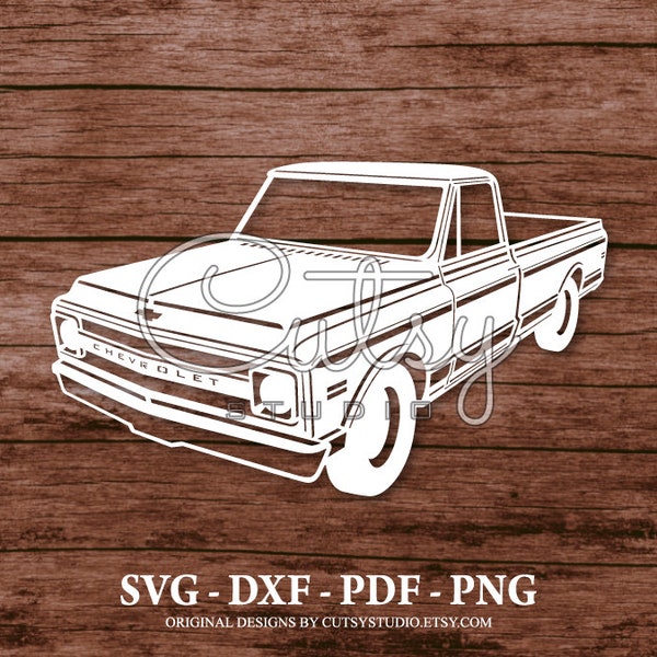 SVG Chevrolet C10 1970 Silhouette Cut Files Designs, Clip Art, Papier, Artisanat, Laser, Cricut, Scan n Cut, Cameo et Imprimable