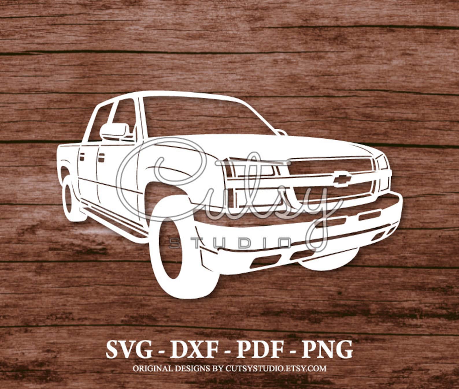 SVG Chevrolet Silverado 1500 Pickup Silhouette Cut Files Etsy