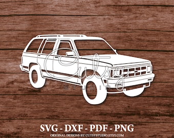 Silhouette de Chevrolet Blazer S10 SVG, fichiers de coupe, clipart, papier, travaux manuels, laser, Cricut, Scan n Cut, camée et imprimable
