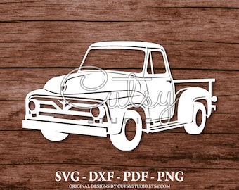 Silhouette de camion vintage FORD F100 SVG, fichiers de coupe, clipart, papier, créations artisanales, laser, Cricut, Scan n Cut, camée et imprimable