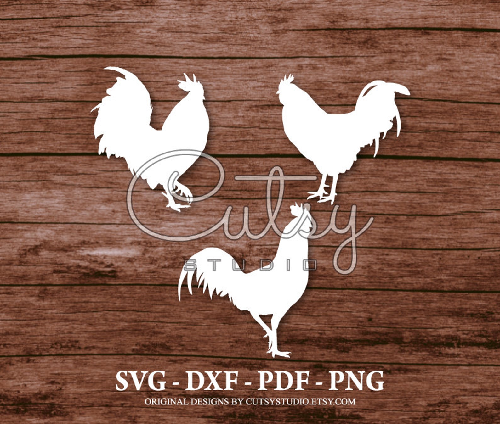 SVG Rooster Position Silhouette Cut Files Designs Clip Art Etsy