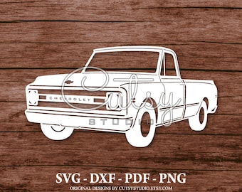 SVG Chevrolet C10 Pickup Truck Silhouette Cut Files Designs, Clip Art, Paper, Craft, Laser, Cricut, Scan n Cut, Cameo and Printable