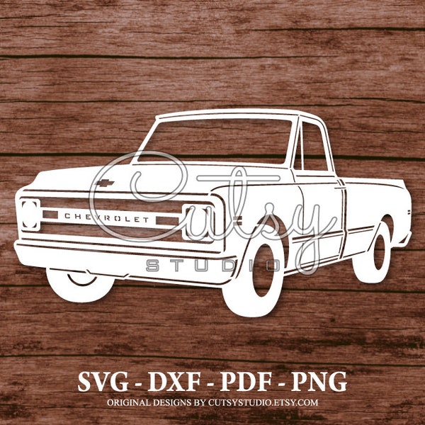 SVG Chevrolet C10 Pickup Truck Silhouette Cut Files Designs, Clip Art, Paper, Craft, Laser, Cricut, Scan n Cut, Cameo and Printable