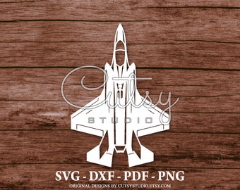 SVG F-35A Top View Silhouette Cut Files Designs, Clip Art, Paper, Craft, Laser, Cricut, Scan n Cut, Cameo and Printable