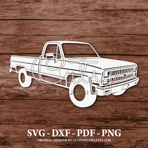 SVG Chevy C20 1981-82 Pickup Truck Silhouette Cut Files Designs, Clip Art, Paper, Craft, Laser, Cricut, Scan n Cut, Cameo and Printable