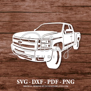 SVG Chevrolet Silverado 2010 Pickup Silhouette Cut Files Designs, Clip Art, Paper, Craft, Laser, Cricut, Scan n Cut, Cameo and Printable