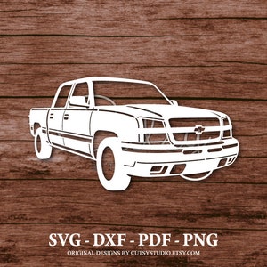 SVG Chevy Silverado 1500 (2004) Truck Silhouette Cut Files Designs, Clip Art, Paper, Craft, Laser, Cricut, Scan n Cut, Cameo and Printable