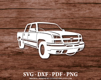 SVG Chevy Silverado 1500 (2004) Camion Silhouette coupés fichiers dessins, clipart, papier, créations artisanales, laser, Cricut, Scan n Cut, camée et imprimable