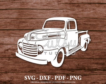 FORD F-100 SVG (1948-1949) Silhouette de camionnette fichiers coupés dessins, images clipart, papier, travaux manuels, laser, Cricut, Scan n Cut, camée et imprimable