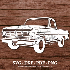 SVG Ford F100 1972 Pickup Truck Silhouette Cut Files Designs, Clip Art, Paper, Craft, Laser, Cricut, Scan n Cut, Cameo and Printable