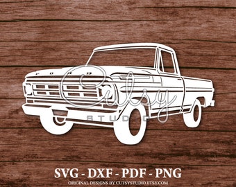 SVG Ford F100 1972 Pickup Truck Silhouette Cut Files Designs, Clip Art, Paper, Craft, Laser, Cricut, Scan n Cut, Cameo and Printable