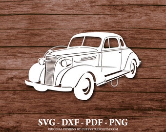 Silhouette de camion Chevrolet Master Deluxe 1937 SVG, fichiers de coupe, clipart, papier, création d'artisanat, laser, Cricut, Scan n Cut, camée et imprimable