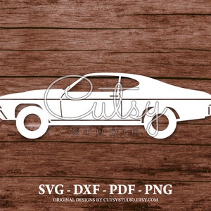SVG Chevelle SS Muscle Car Side View Silhouette Cut Files Designs, Clip Art, Paper, Craft, Laser, Cricut, Scan n Cut, Cameo and Printable