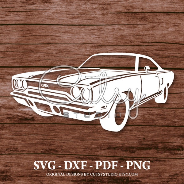 SVG Plymouth GTX Silhouette Cut Files Designs, Clip Art, Paper, Craft, Laser, Cricut, Scan n Cut, Cameo and Printable