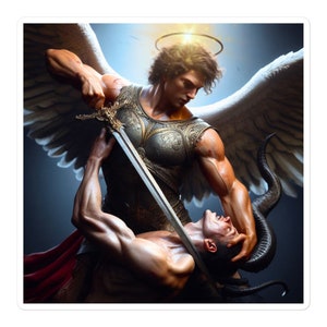 Saint Michael One of a Kind Bubble-Free Stickers Customizable St Michael the Archangel Sticker