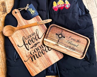 Engraved Wedding Gift Kitchen Collection by Uplift By Lily Cutting Board Wooden Spoons Tray